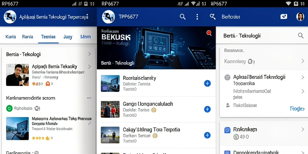 Tampilan antarmuka RP6677 menampilkan berita teknologi terkini.